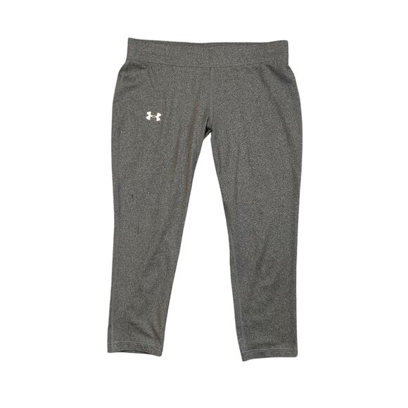 Under Armour Leggings Womens S Small Gray Fitted Heatgear Pull On Low Rise Capri - Picture 1 of 10